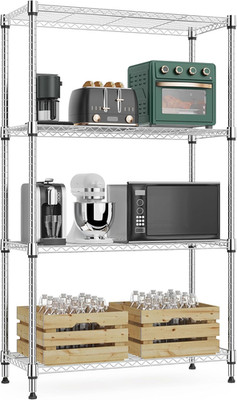 1000 LBS 4 TIER METAL STORAGE SHELVES WIRE RACK CLOSET ORGANIZERS W/WHEELS