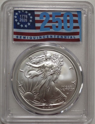#ad 2026 $1 1 oz Silver Eagle 40th Anniversary PCGS MS70 First Day of Issue $159.00