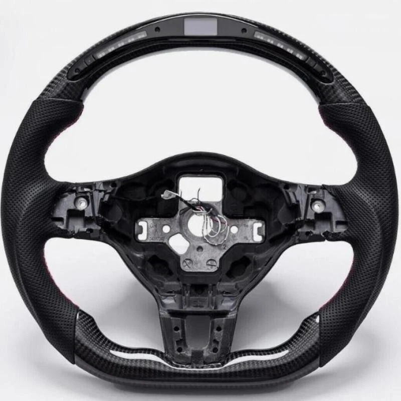 LED Real Carbon Fiber Steering Wheel For 2008-2012 VW Golf 6 GTI MK6 Scirocco - Image 2 of 4