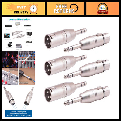 6 Pack TRS to XLR Adapter Set - 3 Male & 3 Female 1/4 Inch Connectors