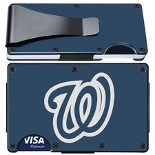 Washington Engraved Titanium Blue RFID Blocking Wallet w Clip D7