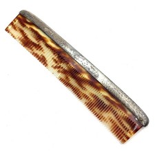 Vintage Sterling Silver / 925 Faux Tortoise Shell Comb with Monogram