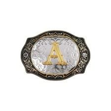 Western Belt Buckle Initial Letters ABCDMRJ to Z Cowboy Rodeo Small Gold Belt...