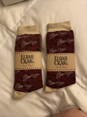 2 Pair. Elijah Craig Small Batch Bourbon Men's Socks Maroon/Tan NEW!!