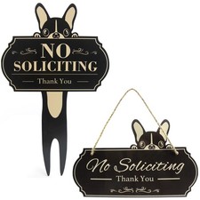 No Soliciting Sign for House - Funny Metal No Soliciting Outdoor Yard Signs f...