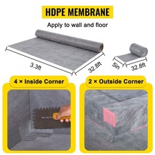 38x60in Watertight Shower Curb Kit with Drainage Membrane