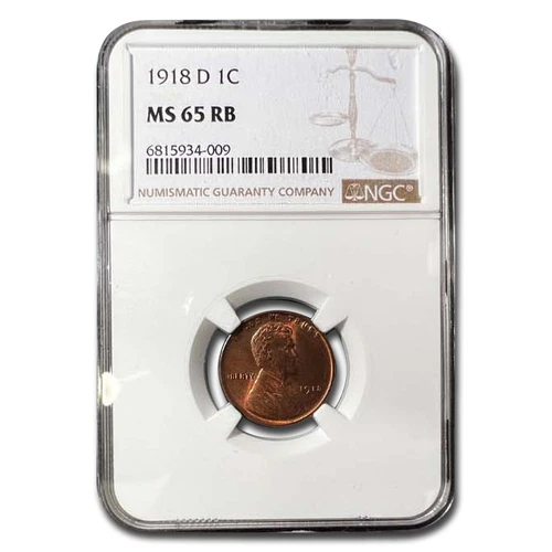 1918-D Lincoln Cent MS-65 NGC (Red/Brown)