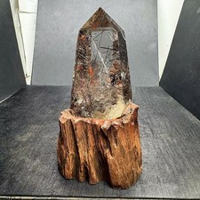 233g Top rare Natural black Rutilated Crystal Quartz Mineral Specimen reiki