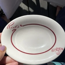 Rare Red’s Restaurant Ware Dish With Lobster Design Mayer China Vintage Small