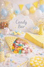 100 Papiertüten Spitztüten Herzen gelb 19cm Süßigkeiten CandyBar Ostern Karneval