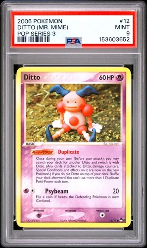 2006 POKEMON POP SERIES 3 (MR. MIME) #12 DITTO PSA 9