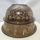 Vintage Pyrex Nesting Mixing Bowls 323 325 Amber Glass Festive Harvest set of 2