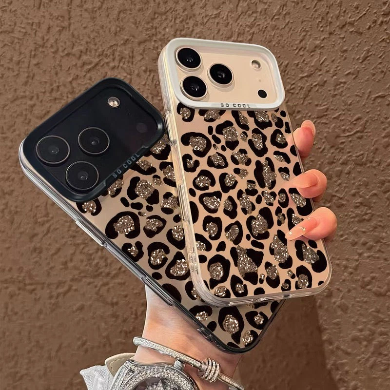For iPhone 17 Air 17 16 Pro Max 15 14 13 12 11 XR Phone Case Shiny Leopard Print - Image 3 of 4