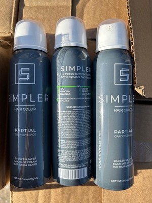 3x 3.4oz Simpler Hair & Beard Color Partial Gray Grey Coverage 4 Lighter Shades
