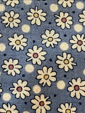 2 Yds. Blue  White Daisy Cotton Fabric