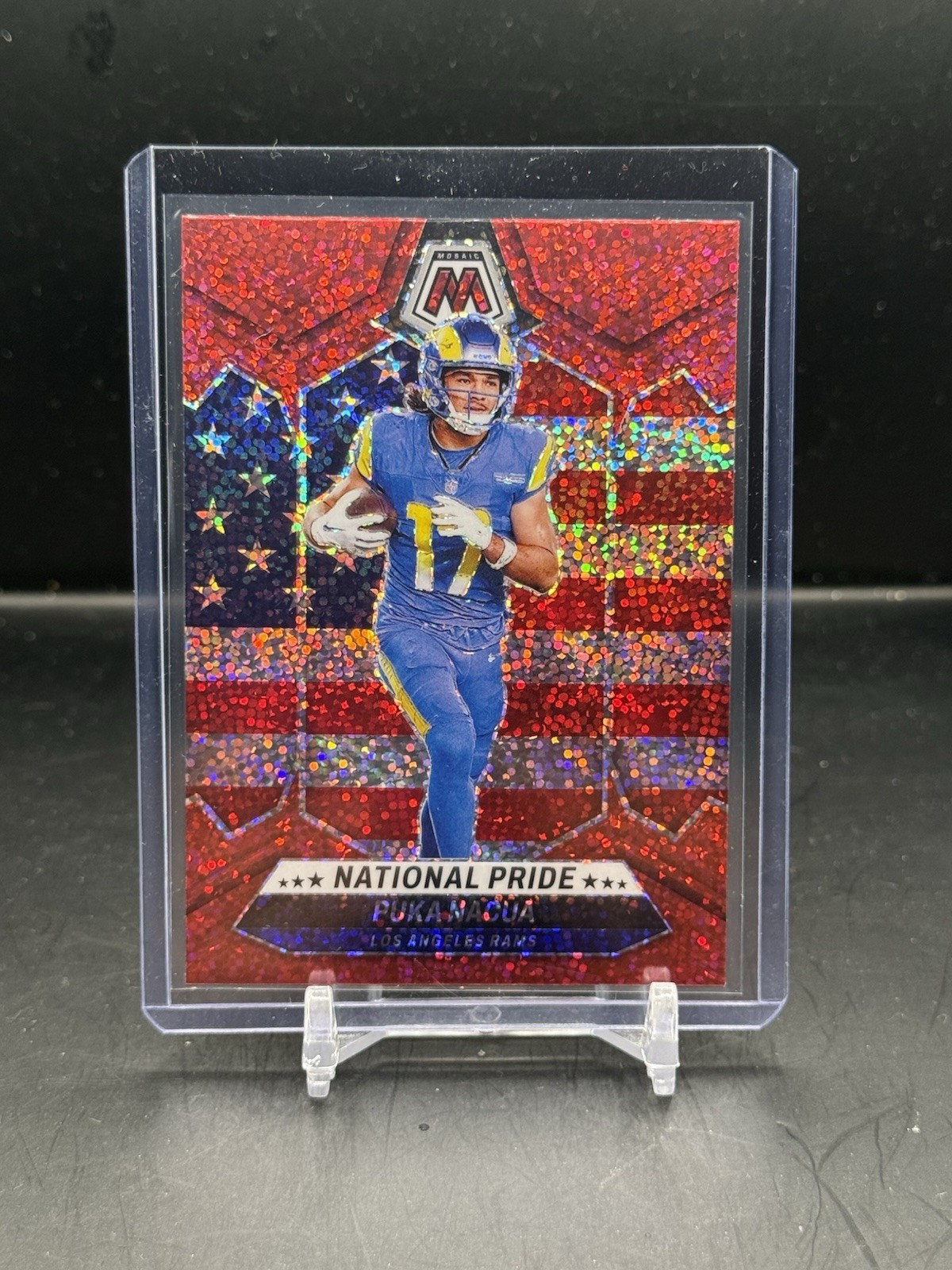 2024 Mosaic Puka Nacua Red Sparkle Prizm National Pride #264 Rams