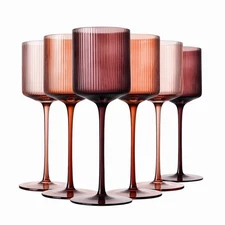 NEW Anthropologie (Set of 6) Colorful Stemmed Wine Glasses Drinkware Bar Cups