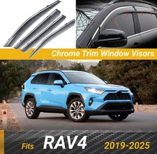 For Toyota RAV4 2019-2025 Chrome Trim Window Vent Visor Rain Sun Guard Deflector