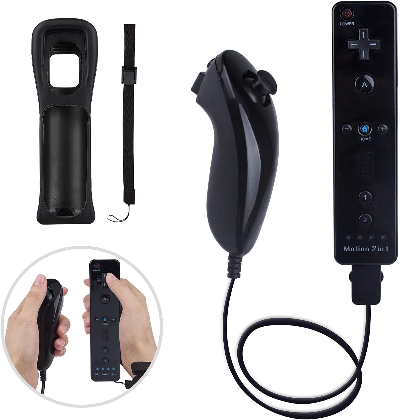 Motion Plus Wii Controllers 2Packs with Nunchucks, Wii Remote Controllers Com...
