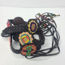 Chico  s Luquillo Tie Belt Bohemian leather Beaded Hippie Boho Southwest M/L