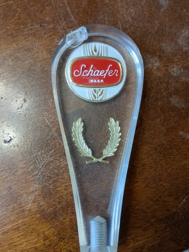 Vintage Schaefer Draft Beer Tap Handle Clear Lucite with Logo 6.25” - Picture 3 of 5