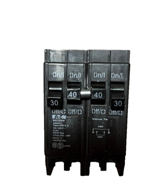 Eaton BQC230240 Quad Circuit Breaker 2-Pole 30A 40A 120/240V New   Open box