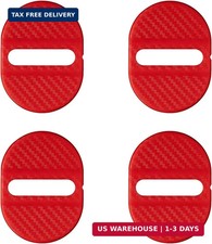 4 PCS Car Door Lock Latche Covers, Carbon Fiber Shock Absorption Door Lock Prote