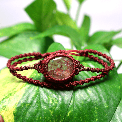 A Garden On Your Wrist~ Natural Garden Quartz Handmade Macrame Crystal Bracelet - Picture 2 of 11