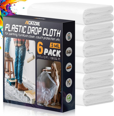 Plastic Drop Cloths, Disposable Painter's Sheeting & Tarps for Painting, Sturdy