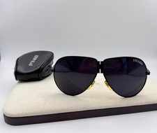 Vtg Ferrari foldable Aviator sunglasses dark black Tone Lens with case