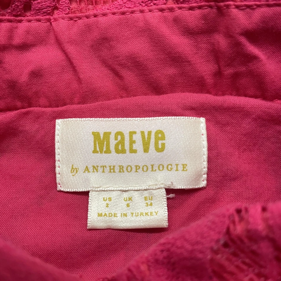 Camisa Maeve Anthropologie Mujer 2 Rosa Encaje Abotonada Manga Larga Floral Top Foto 3 de 4