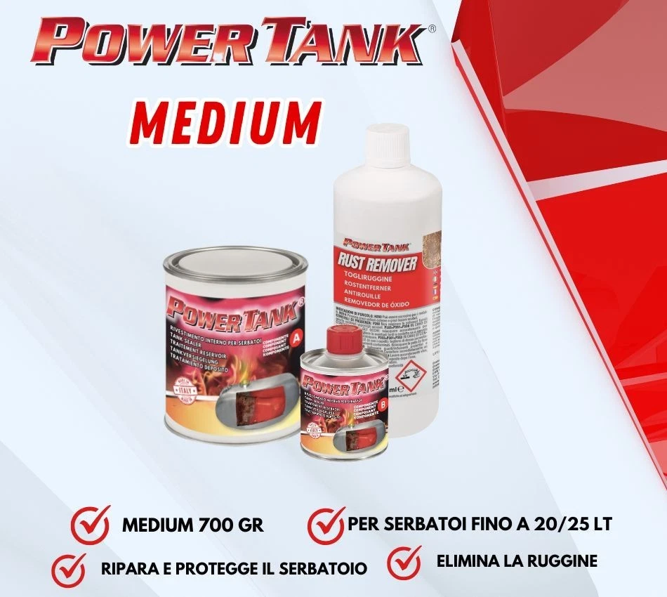 POWER TANK Trattamento serbatoio bonifica kit medio per moto originale LUX METAL - Imagen 2 de 4