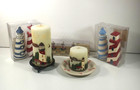 Lot of 10 Lighthouse Candles Colorful Unique Tea Candles plates