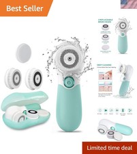 Compact Facial Cleansing Massage Brush - 3 Brush Heads 2 Speeds Adjustable
