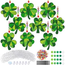 36pcs St. Patrick's Day Shamrock Suncatchers Window Decorations Craft Kits