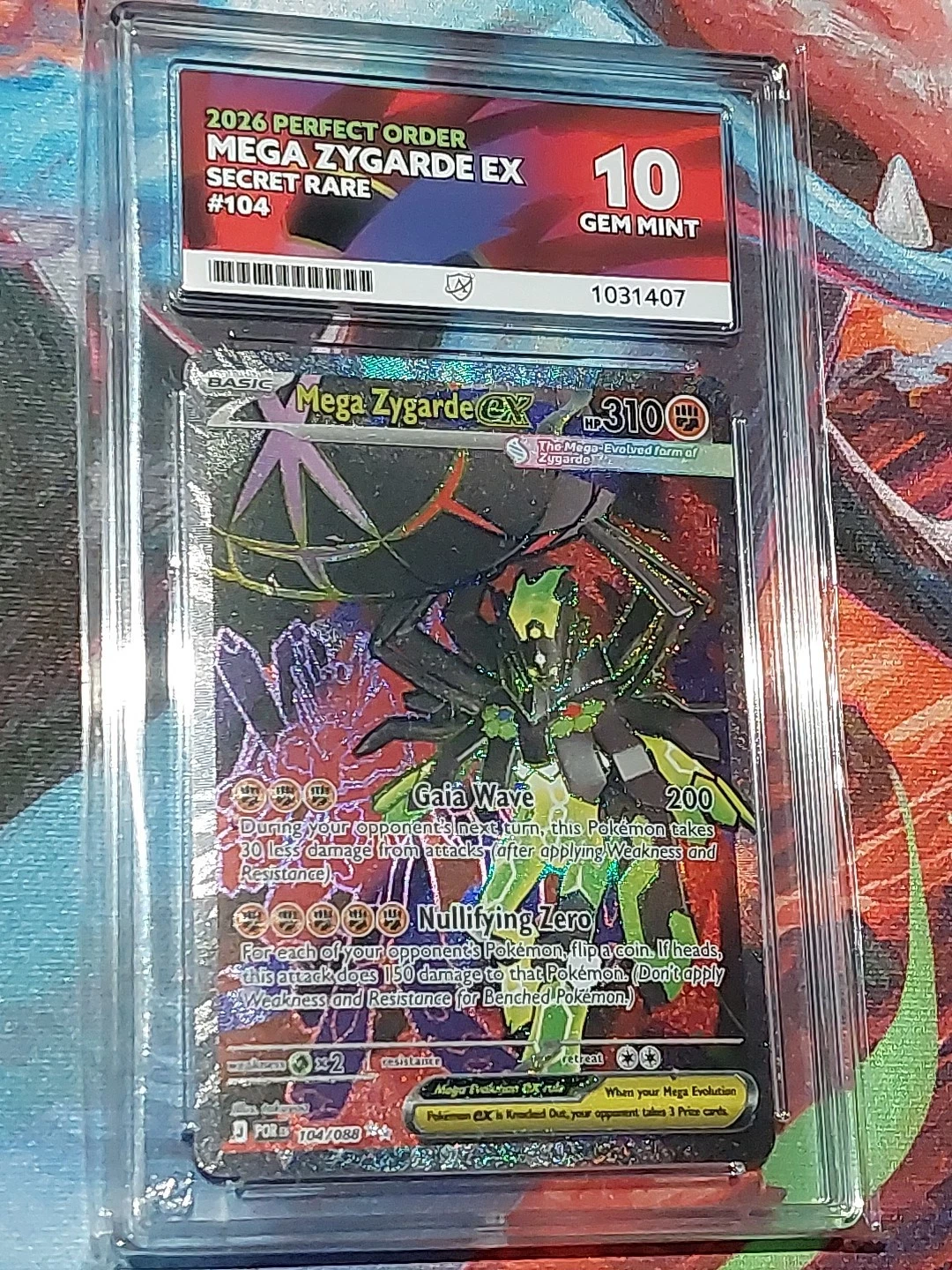 Mega Zygarde EX Ace 10 Gem Mint Perfect Order 104 Secret Rare Pokemon Card