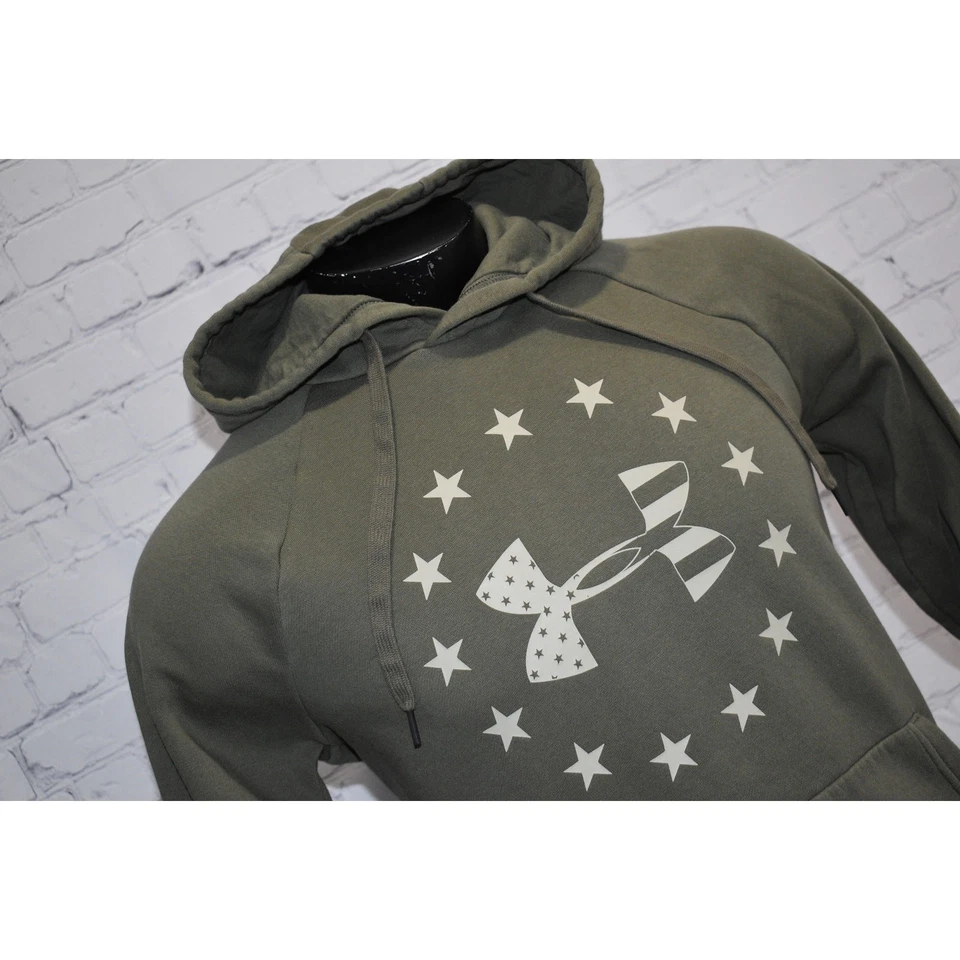 Sudadera con Capucha Under Armour Para Hombre Talla Mediana Suelta ColdGear Bandera EE. UU. Estrellas Verde Ejército Foto 3 de 4