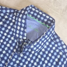 Tasso Elba Men's XL Button-Up Long Sleeve Casual Shirt Dress Blue Plaid 17 17.5