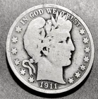U.S. Barber Half Dollar, 50c, 1911-D, LADY LIBERTY & American Eagle