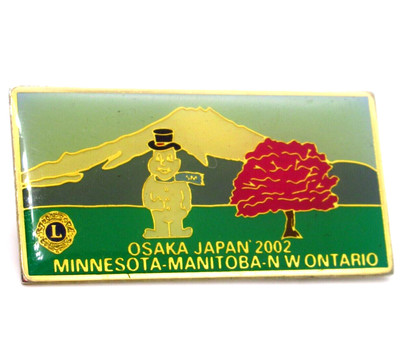 Lions Club Pin 2002 Osaka Japan MD5M Snowman Mt Fuji Minnesota Manitoba