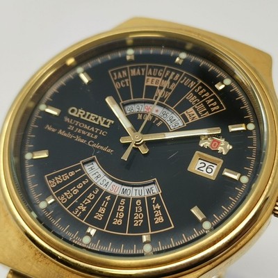 ORIENT 46D901-91 Automatic Perpetual Calendar Watch Gold Black Authentic