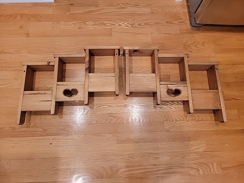Pair Of Wood Wall Shelves Knick Knack Heart Display Shelf Pegs Rustic 22"x17" - Picture 6 of 8