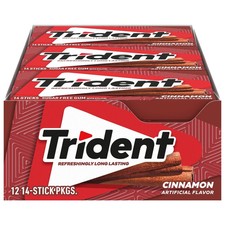 Trident Cinnamon Sugar Free Gum, 12 Packs of 14 Pieces 168 Total Pieces