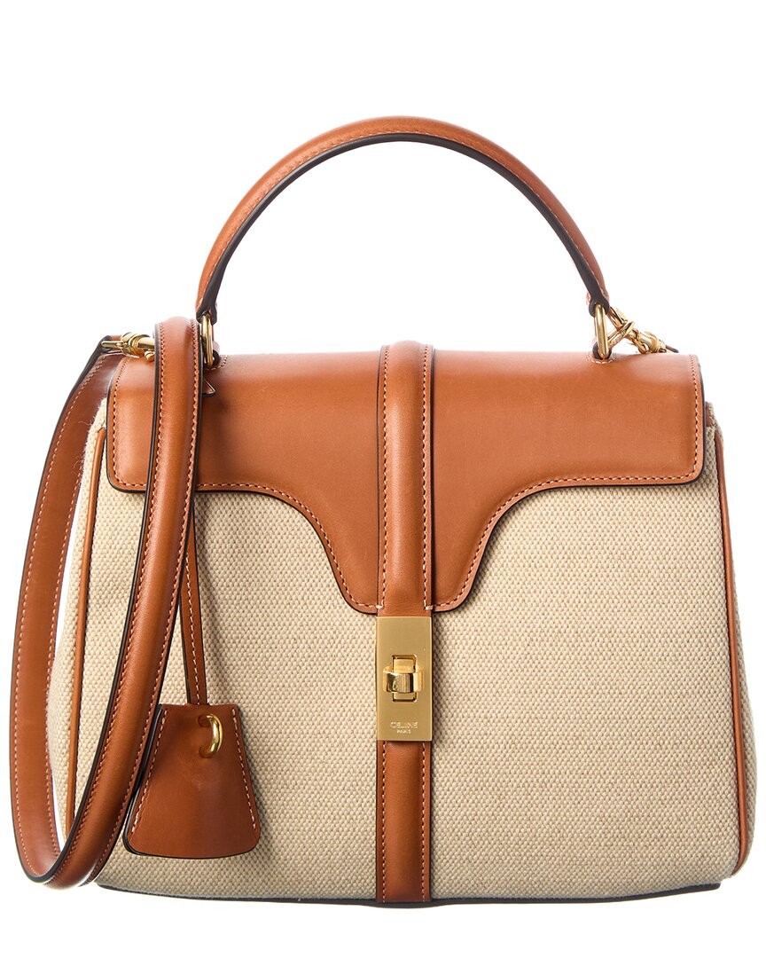 Celine 16 Small Canvas & Leather Shoulder Bag Women's