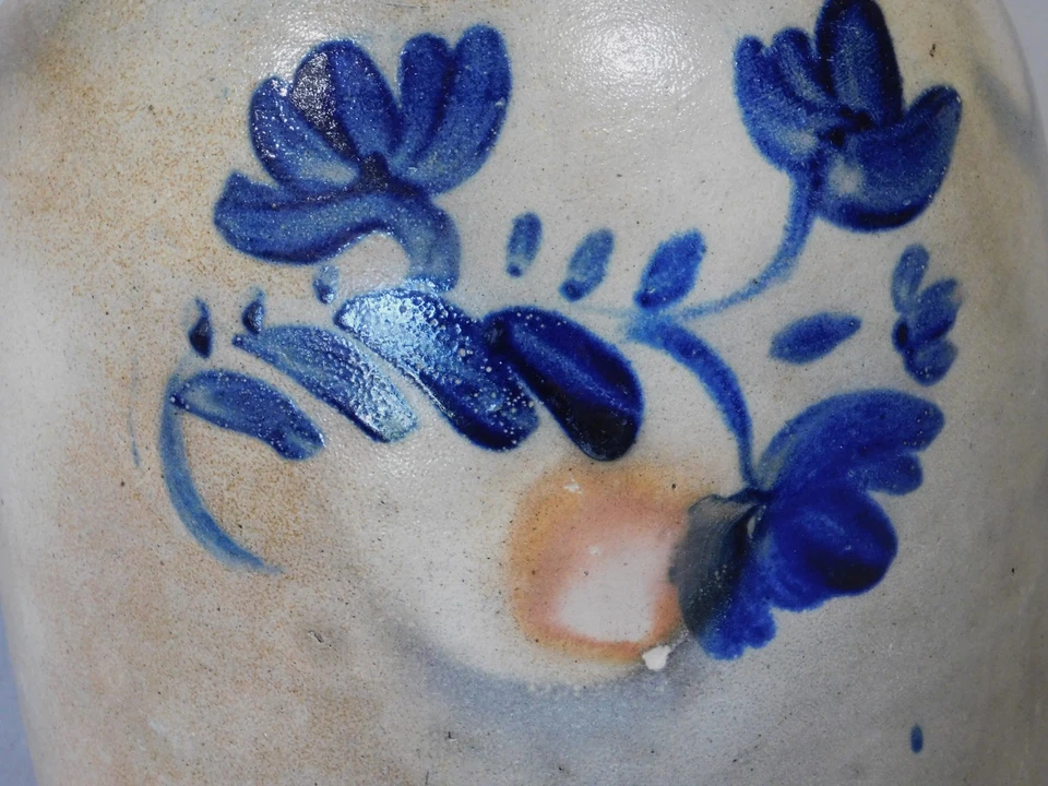 Jarra de gres antigua rara J. A. Allen cobalto decorado James NY Atenas? ca 1860 Foto 2 de 4