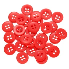 30pcs 16L Sewing Buttons 3/8" Resin Round Flat 4-Hole Craft Buttons, Red
