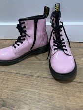 Dr. Martens Girl's Patent Leather Pink Combat Boots US Size 4 Bouncing Soles