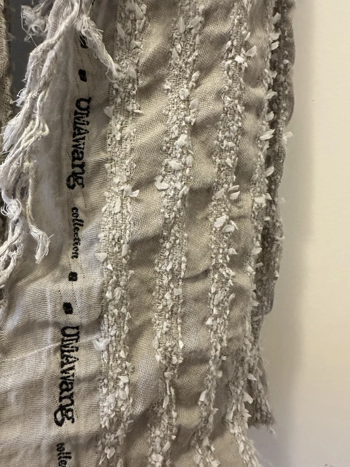 uma wang Beige Rayas Borla Algodón Bufanda Foto 3 de 4