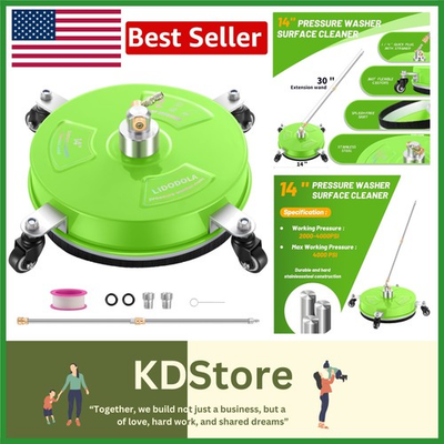 #ad Efficient 14 Inch Green Pressure Washer Surface Cleaner with 4 Wheels for Patios $96.29