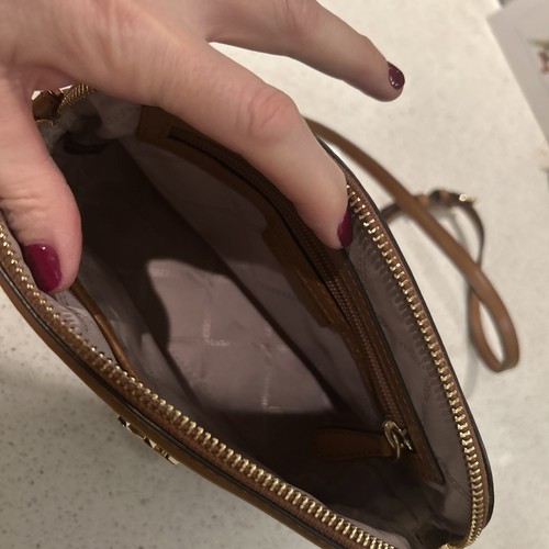 MICHAEL KORS Crossbody Logo Bag Zip Top Dome Mott Leather Accents NWT - Picture 5 of 12